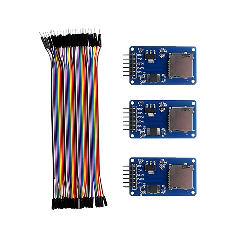 

Модуль карты Micro SD с кабелем Dupont 40P для Arduino ESP32 Raspberry Pi SPI интерфейс TF-считыватель/запись платы хранения DIY