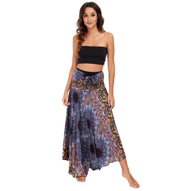 falda larga maxi boho con estampado floral
