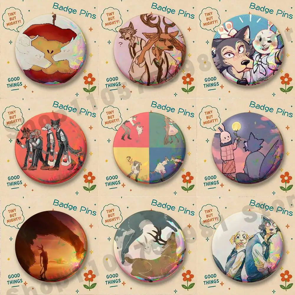 Legoshi Louis B-Beastars Brooches for Bag Decor Jewelry Accessories Gift 25/32/44/58/75mm Round Cartoon Badges