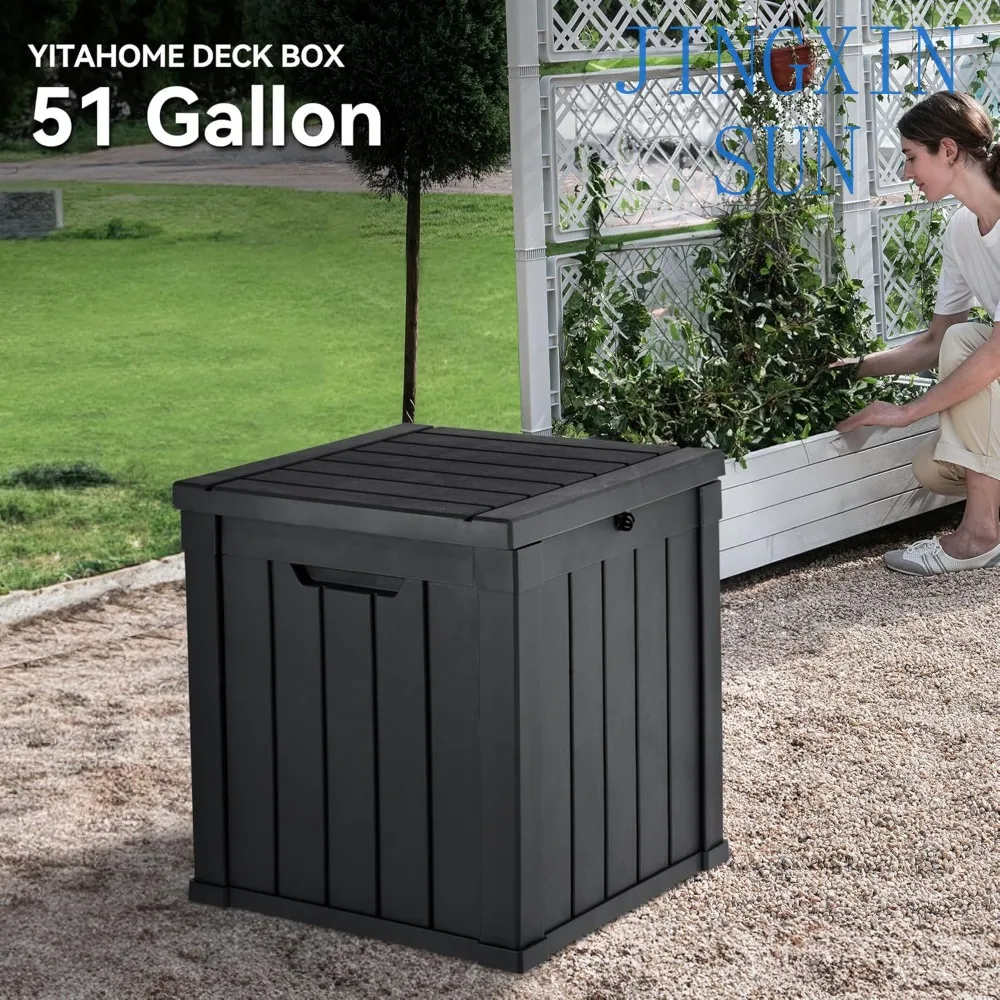 Large Outdoor Storage Deck Box with Waterproof Resin and Lockable Lid for Patio Furniture