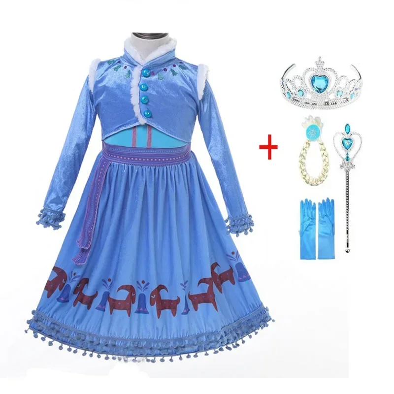 Disfraces de princesa Elsa para niñas, Vestidos de carnaval para fiesta de Halloween, Vestidos de Cosplay para niños, Vestidos de cumpleaños con copos de nieve y Reina de la nieve, bata MN8