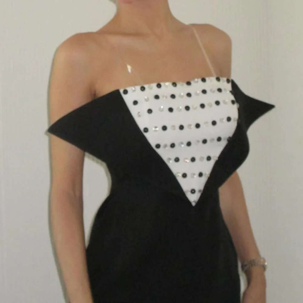 사용자 정의 스트레이트 댄스 파티 드레스 발목 길이 Strapless 민소매 이브닝 가운 간단한 패션 크리스탈 백리스 파티 가운