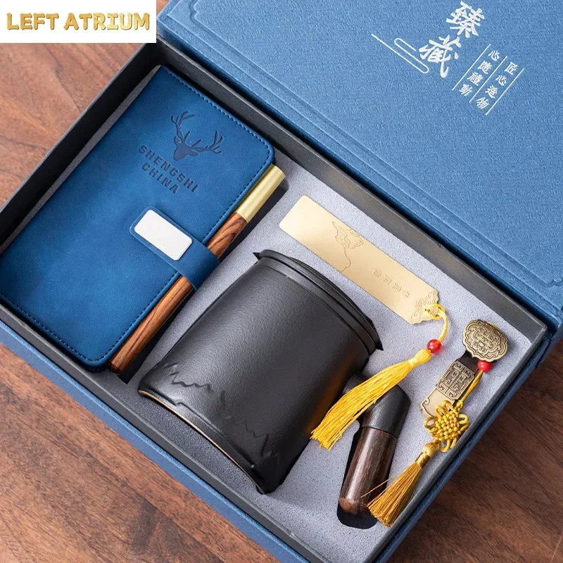 Tea and Water Separation Tea Cup, Ceramic Cups, Good-looking Office Mug with Lid, Band Lid, Portable Handle, Business Gift Box