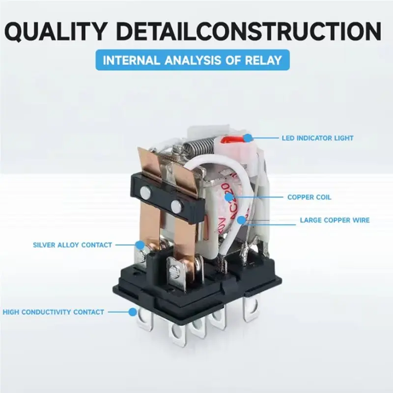 Premium-MY4NJ Power Relay 5Pcs AC220V 14PIN DPDT DIN Rail Mount With Socket Base Industrial Control