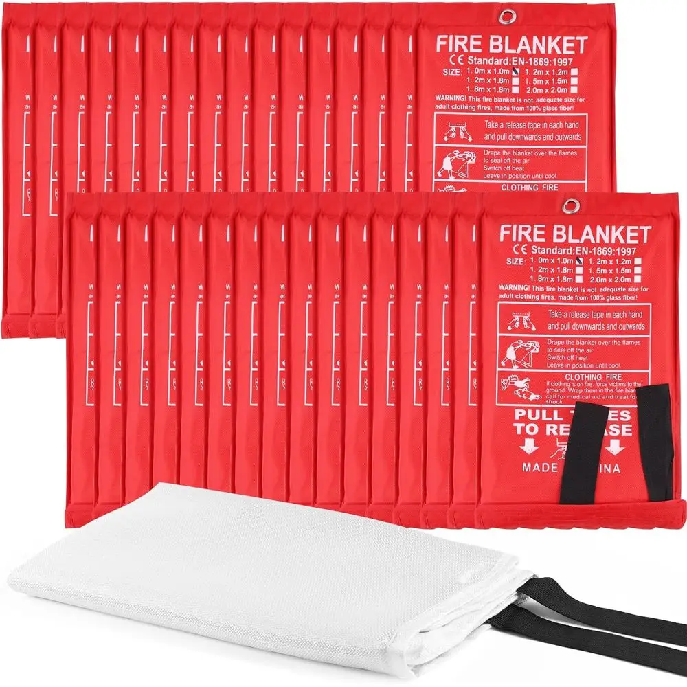 

30 Pack Fire Suppression Blankets for Home, Kitchen, and Camping Safety - 39.3 x 39.3 Inch