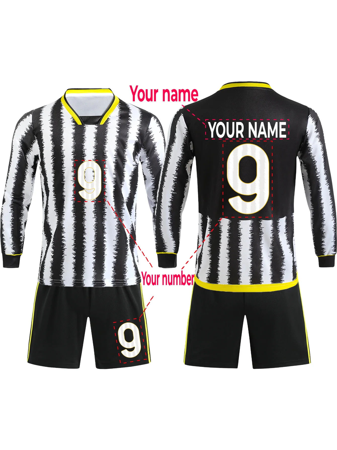 Children's Sports Football Kit Quick Dry Casual Training Uniform Set with Personalized Name Customization Fixed Number 9