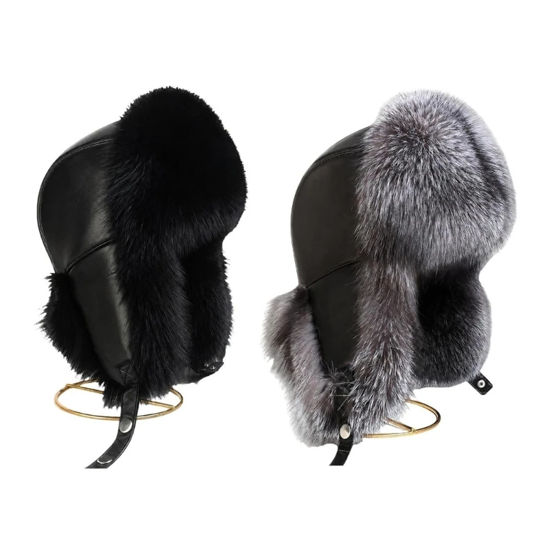 X7XB Windproof Winter Trapper Cap with Ear Flap for Women Men, Plush Trim and Cold Weather Coverage Ushanka Hat for Travel and