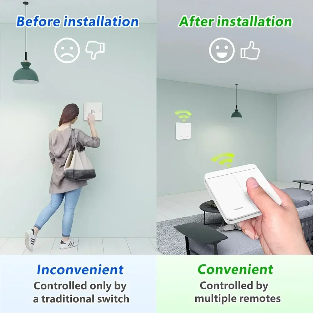 RF433mhz Wireless Light Switch 110V 220V 230V Wireless Wall Switch 1/2Gang Interruptor Smart Lighting Switch For Lamp LED