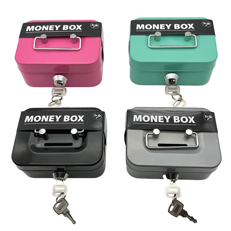Portable Piggy Box Made Of Metal Small Security Lock Box Sturdy Coin Boxes Money Safe Box Lockable Cash Box With Key For Kids