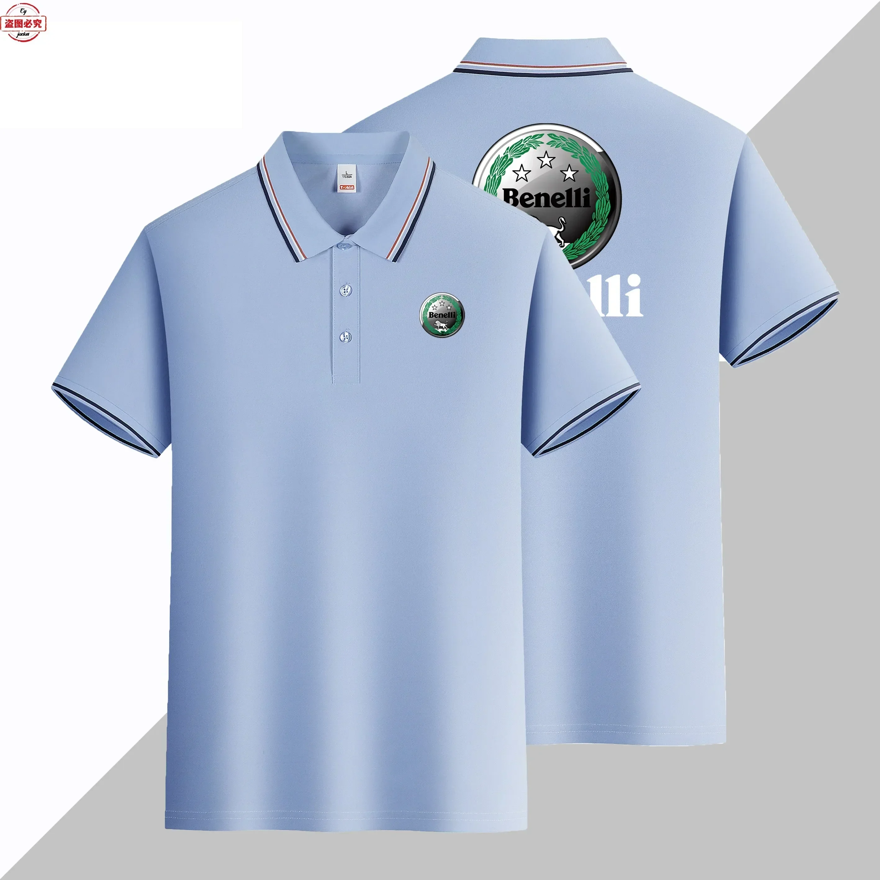 Benelli Motorcycle LOGO Printed Men's Benelli Cycling Clothing Business Casual Short Sleeved Sports T-shirt Collar Polo Shirt