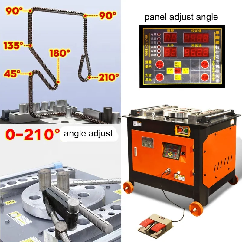 Steel Bending Machine Rebar Bending Machine Portable Reinforcing Metal Steel Bar Bender