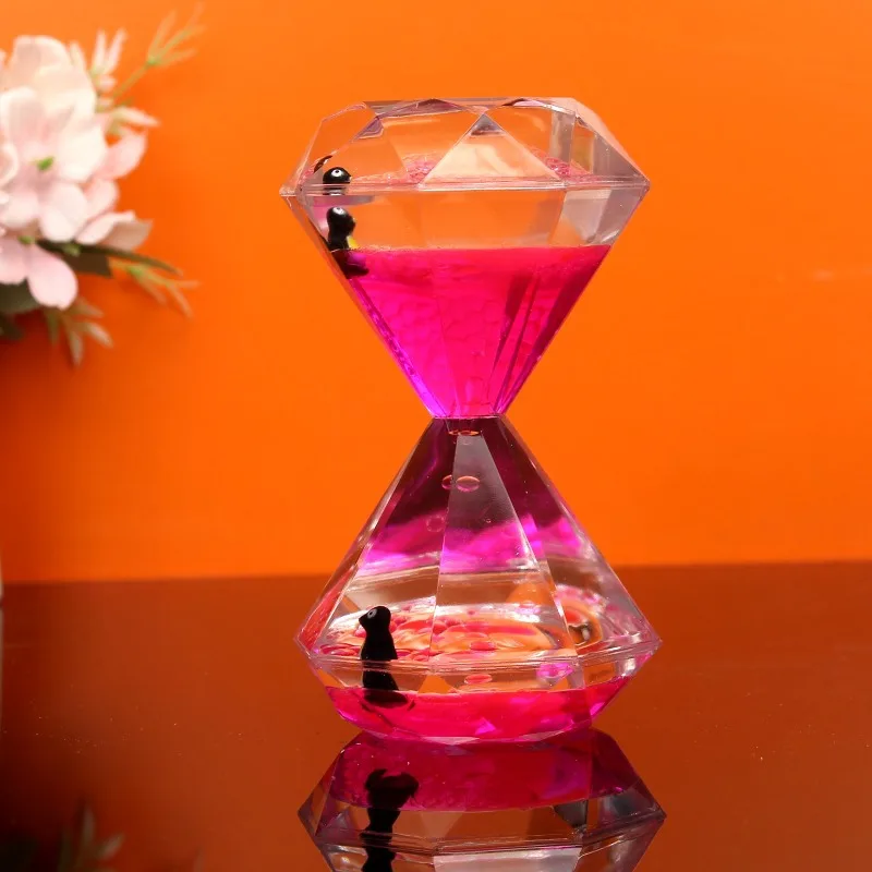 Diamonds Sand Hourglasses Colorful Liquid Timer Anxiety Relief Liquid Motion Timer Bubble Timer Oil Hourglaslock Decor Girl Gift