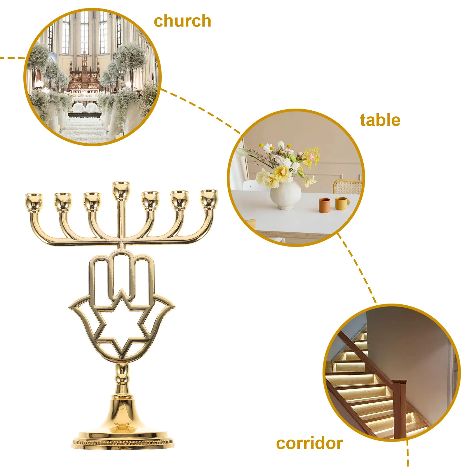 

7-Branch Golden Holder Vintage Candelabrum Decorative Metal Candlestick For Home Church Wedding Party Tabletop Tealight