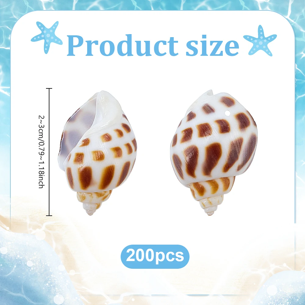 200pcs 20-30mm Spiral Shell Beads Large Seashell Charms Sea Shells Beach Spacer Beads Charms for DIY Jewelry Making
