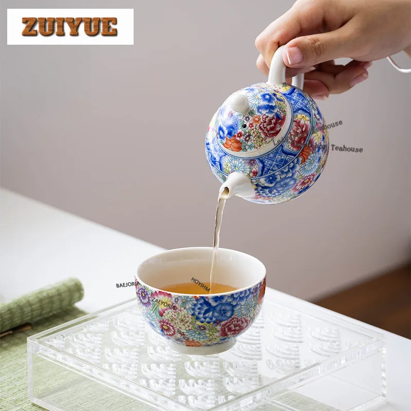 Underglaze Colour Floral Tea Set Complete Set Antique Tea Ceremony Set Teapot And Tea Cup Set Cafes Accessories Ornaments Craft