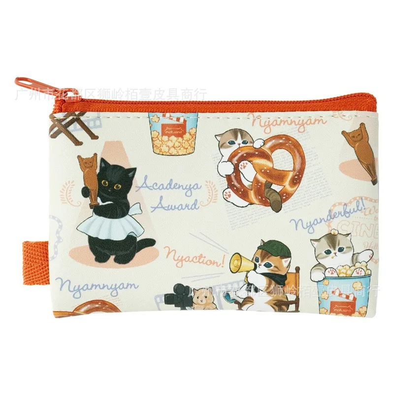 Bolsa de almacenamiento de gato tiburón con sello bonito de dibujos animados japoneses, Mini bolsas de maquillaje de varios lápiz labial pequeño y elegante de viaje de estilo británico