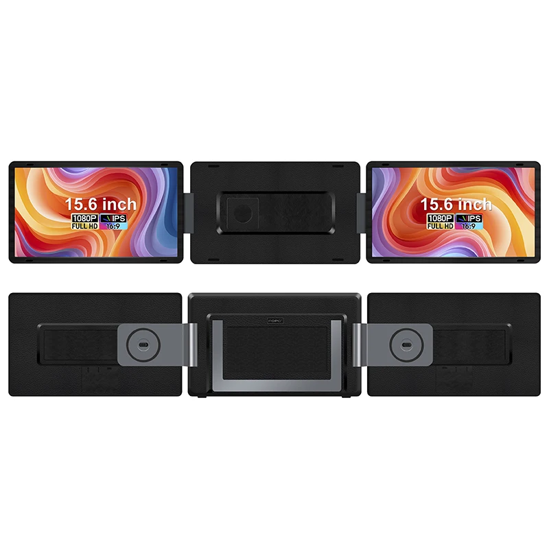 2026 Double 15.6 Inch Folding Screen Detachable Led Backlit Portable Triple Monitor for Gaming Laptop Computer