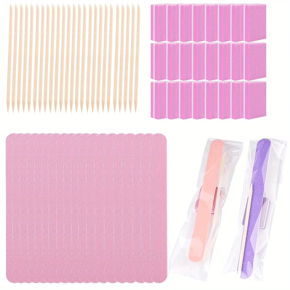 25Set Disposable Manicure Kit,Nail Tool Kit Including 25pcs Mini Nail Buffer,25pcs Nail File,25pcs Wood Stick,25pcs OPP Bag