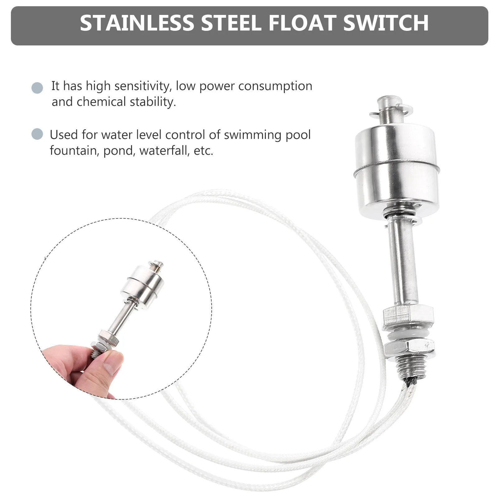 Water Level Sensor Stainless Steel Float Switch Controller for Aquarium Pool Pond Waterfall Tank