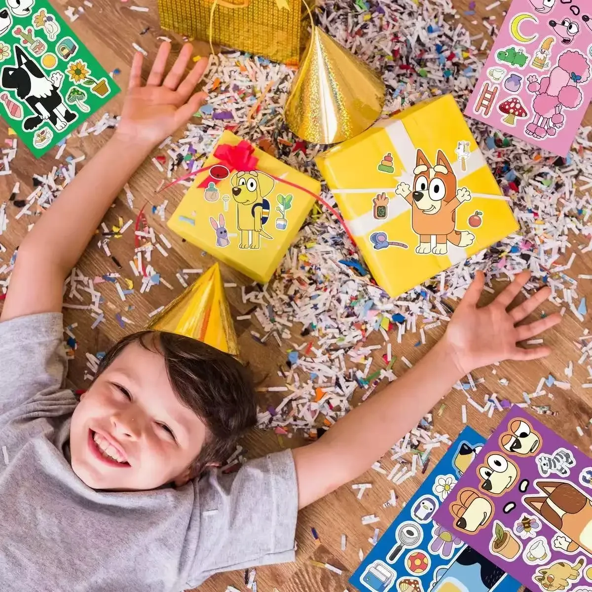 8/16 Lenzuola Bluey Animazione Famiglia Cartoon Puzzle Adesivo FAI DA TE Laptop Bagagli Skateboard Graffiti Decalcomanie Divertimento per I Regali Dei Bambini