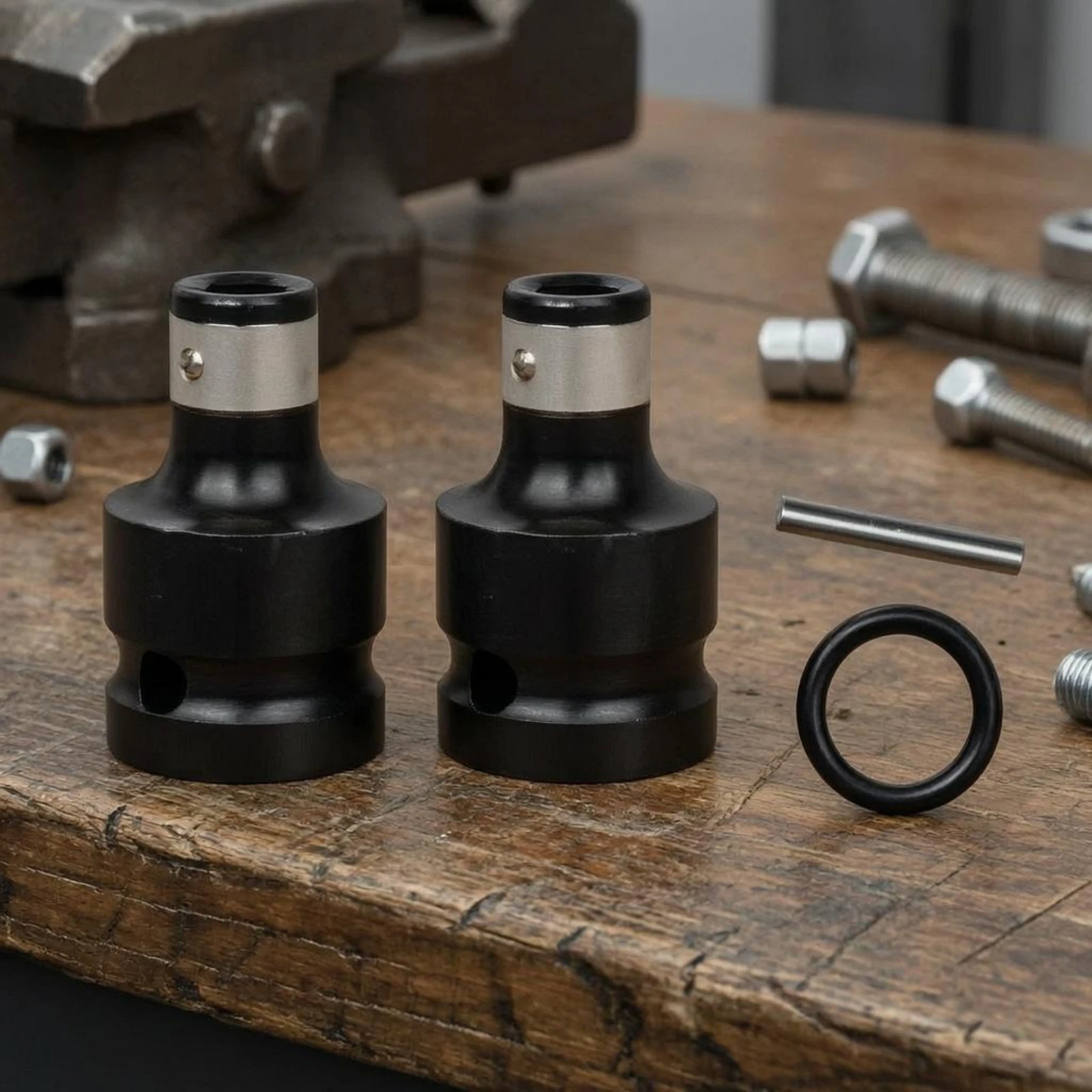 2 Pieces Hex Converter Adapter Head Heavy-Duty Hex Adapter Head Power Tools Accessory Metal Top Through-Hole