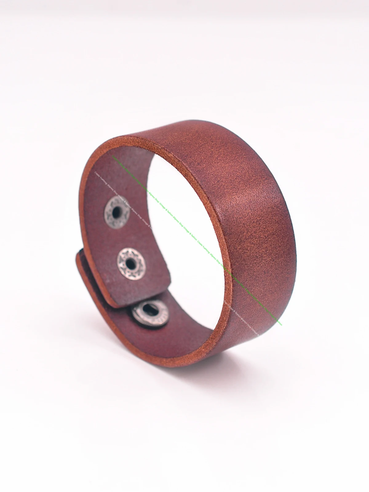 2.5cm Band Width G601 Dark Brown Simply Stylish Single Wrap Genuine Leather Bracelet Wristband Men\'s