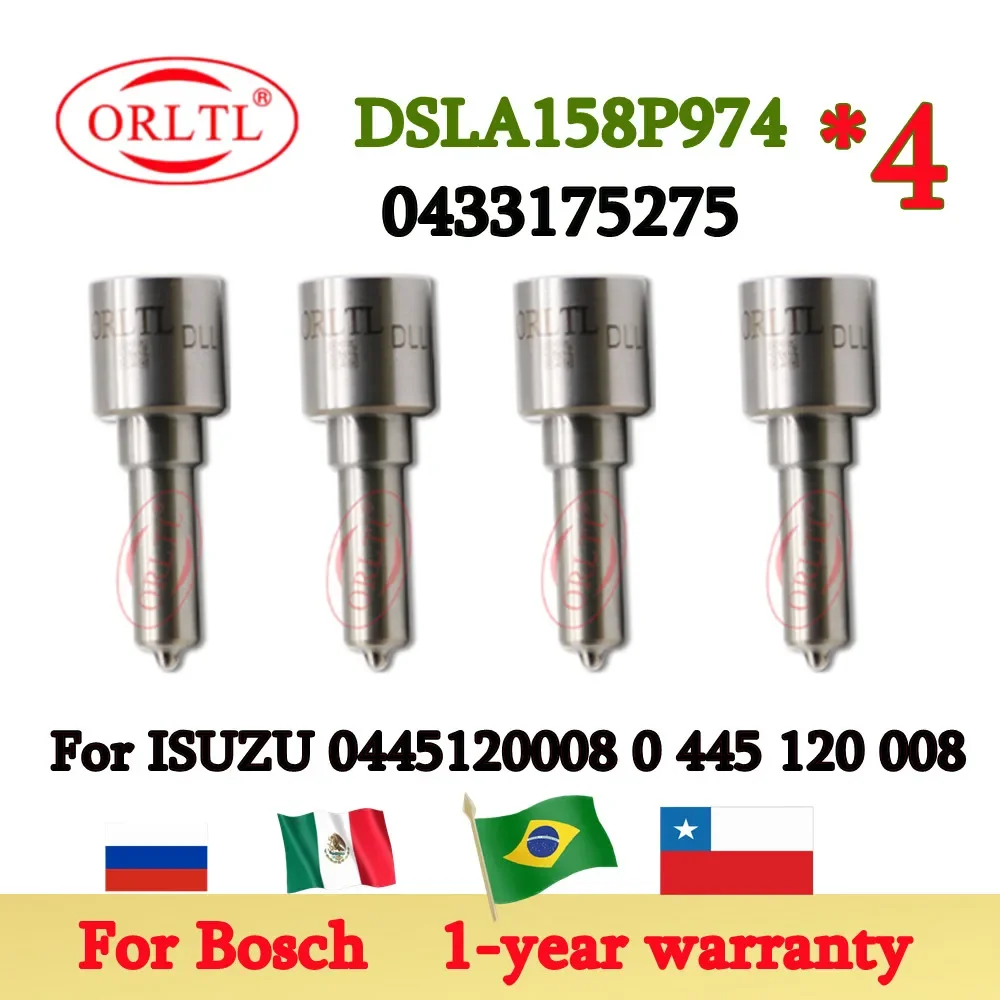 

4 шт. дизельная форсунка ORLTL DSLA158P974 0433175275 для ISUZU 0445120008 0 445 120 008
