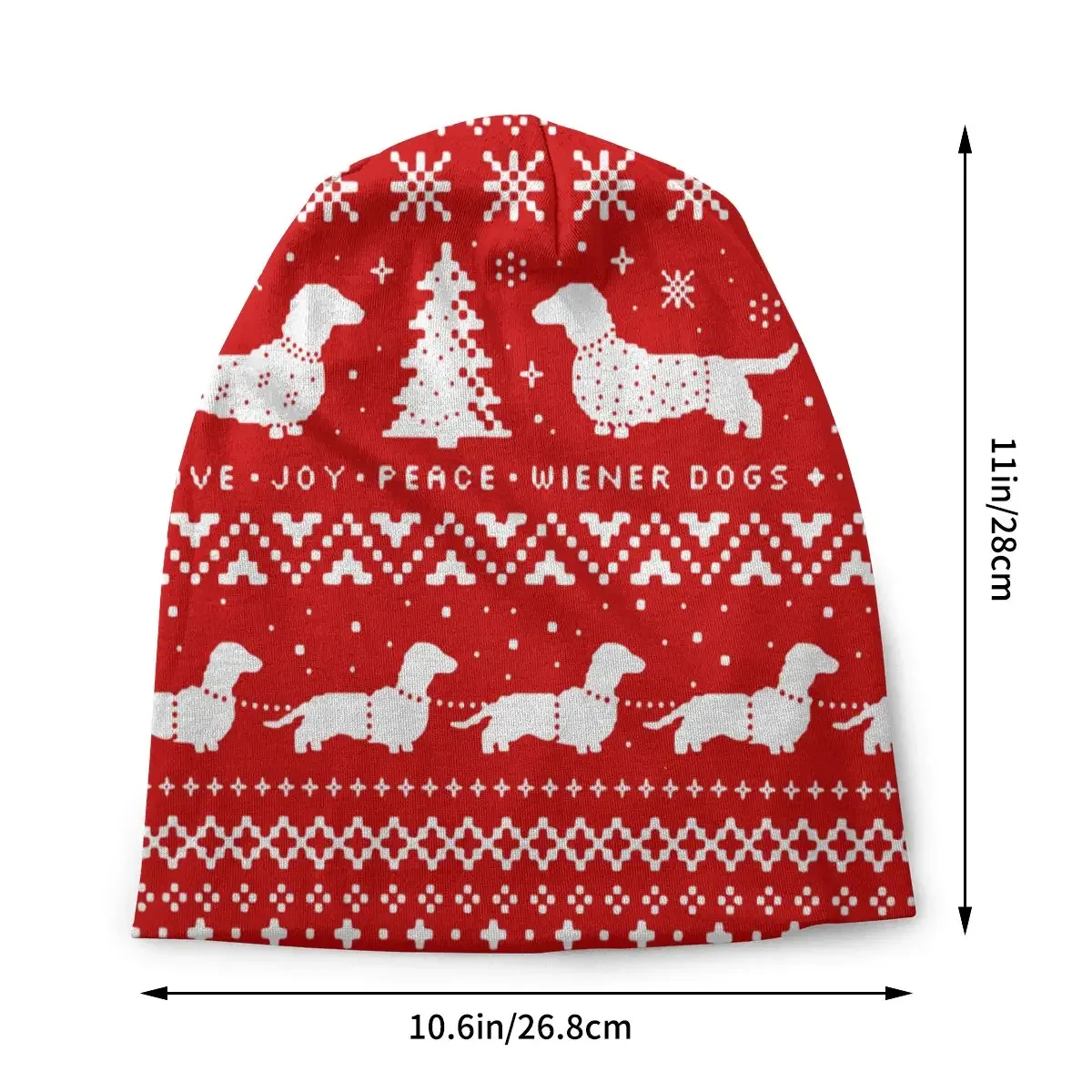 Dachshunds Christmas Pattern Sausage Dog Lover Caps Hip Hop Ski Skullies Beanies Hat Female Autumn Elastic Bonnet Knitted Hat