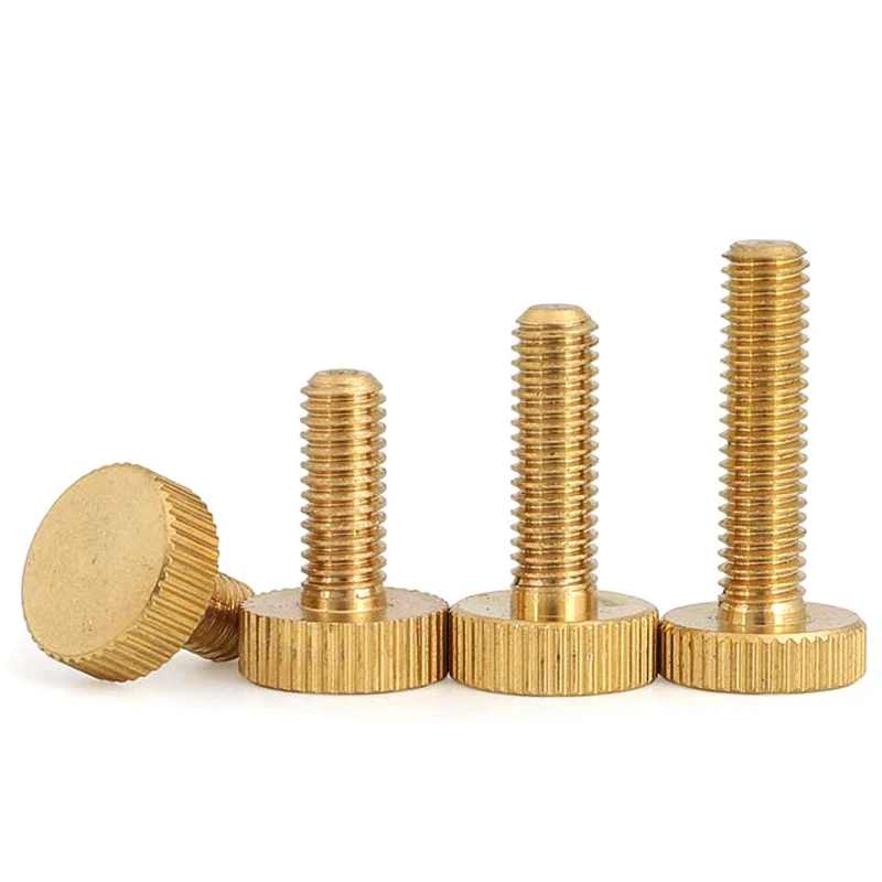 M3 M4 M5 M6 M8 M10 Brass Flat Head Hand Screw GB835 Pure Copper Big Head Knurled Hand Screw Handle Tighten Screw 1~3Pcs