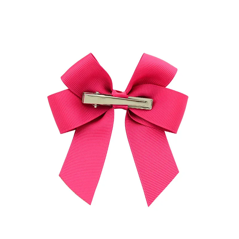 2pcs 3.6\'\' Solid Color Bowknot Hair Clips for Cute Girl Classic Cheer Bow Hairpins Barrettes Headwear Kids Hair Accessories Gift