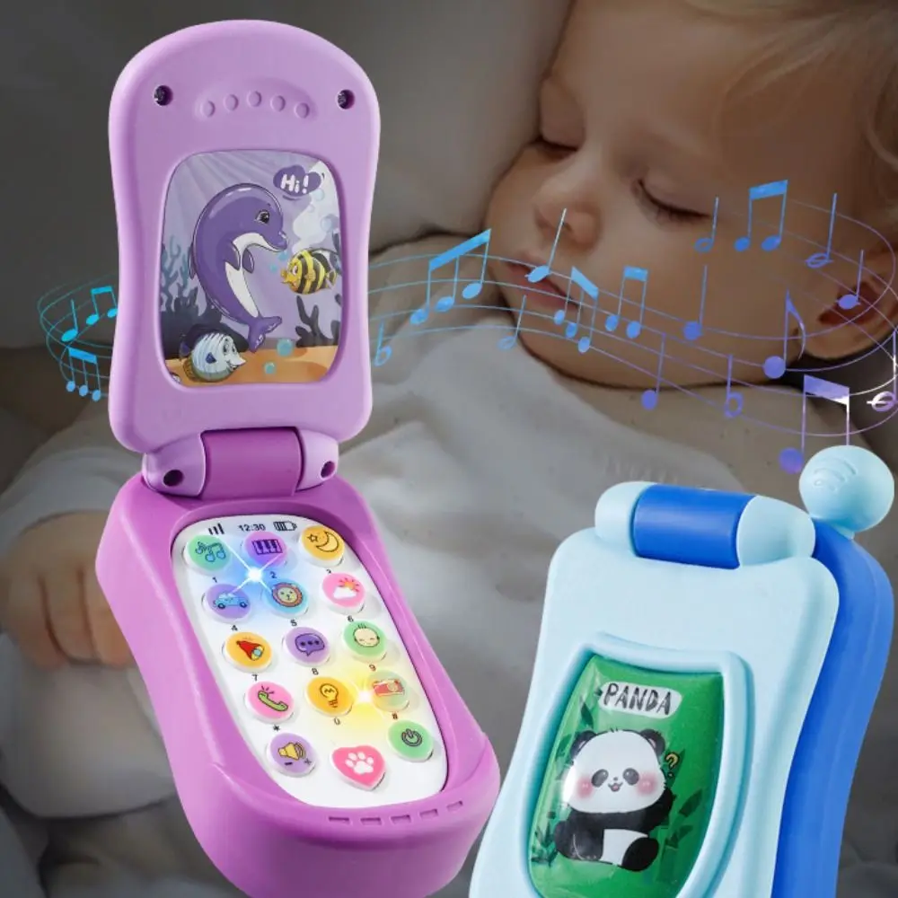 Teléfono de simulación, teléfono móvil electrónico para bebé, juguete de voz, teléfonos electrónicos, juguetes musicales, cubierta abatible segura