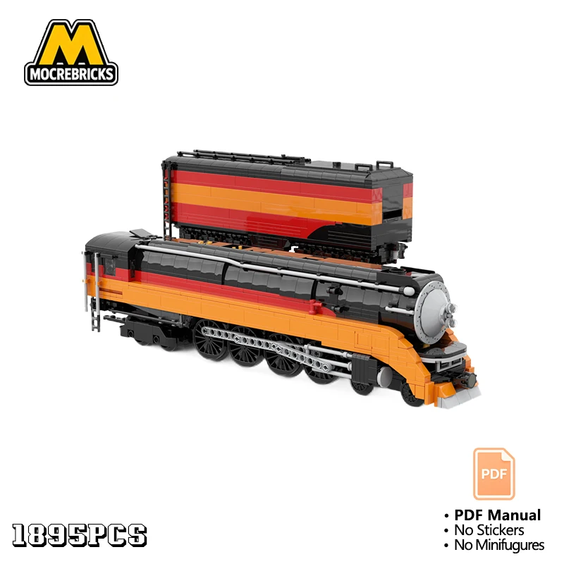 MOC 1:48 Motorized Steam Locomotive Train Building Blocks Retro Streamlined Railway Engine DIY Bricks Model Toys Gifts