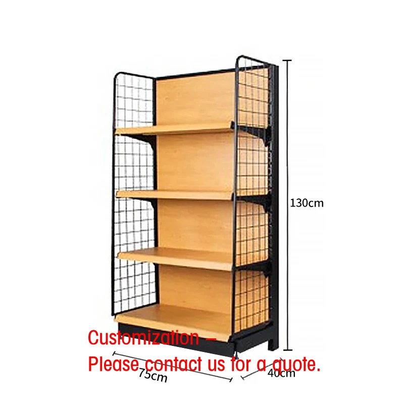 

custom.Double-Sided Heavy Duty Iron Wood Grain Supermarket Transfer Rack
