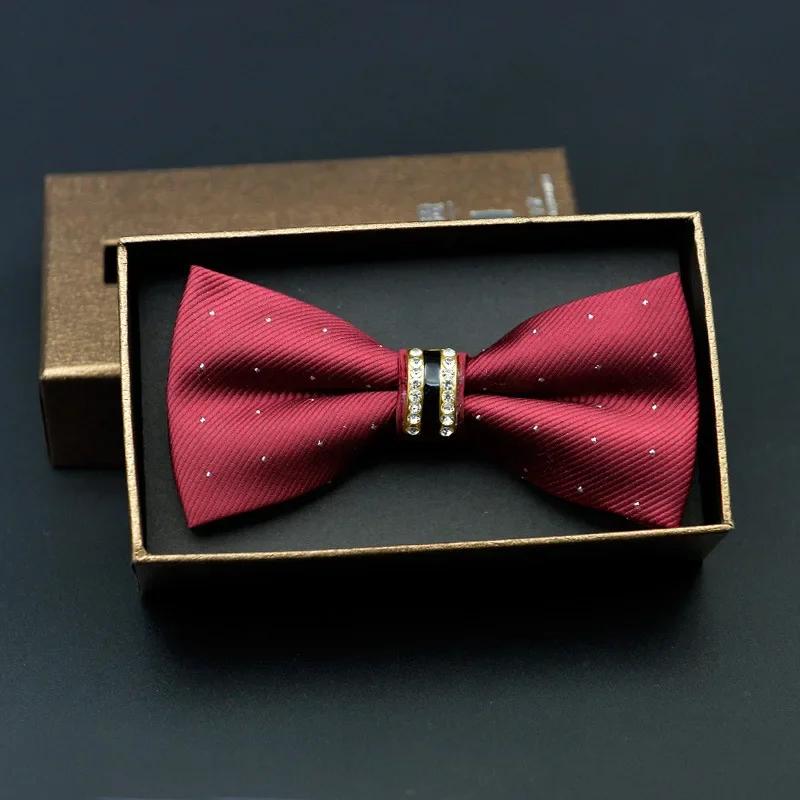 ow tie men's formal wear flat head double layer red wedding ceremony best man metal men bow ties