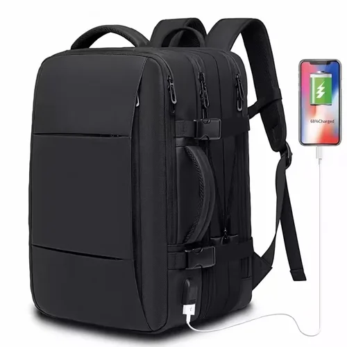 Mochila de negocios para hombre, bolso escolar expandible de gran capacidad con USB, mochila de moda impermeable para ordenador portátil 17,3, mochila de viaje al aire libre