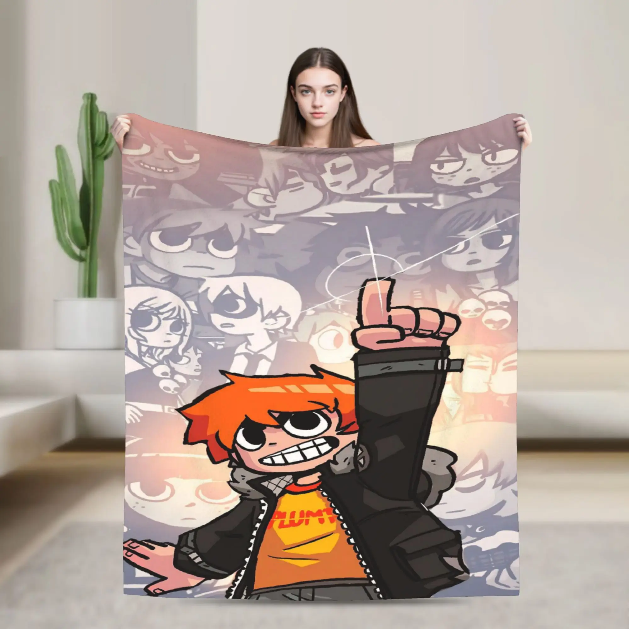 Scott Pilgrim Orange Hero Plush Blanket Child  Flannel Throw Blanket For Home Decor Warm Custom Quality Bedspread Gift Idea