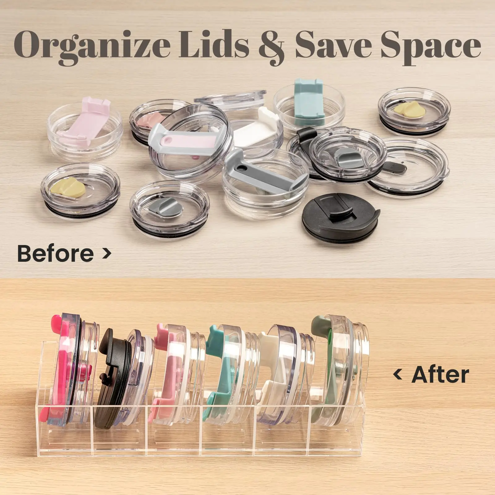 Acrylic Tumbler Lid Organizer for   Accessories, Cabinet Pantry Kitchen Organizers and  Bins Dresser organizer tray Cute plate