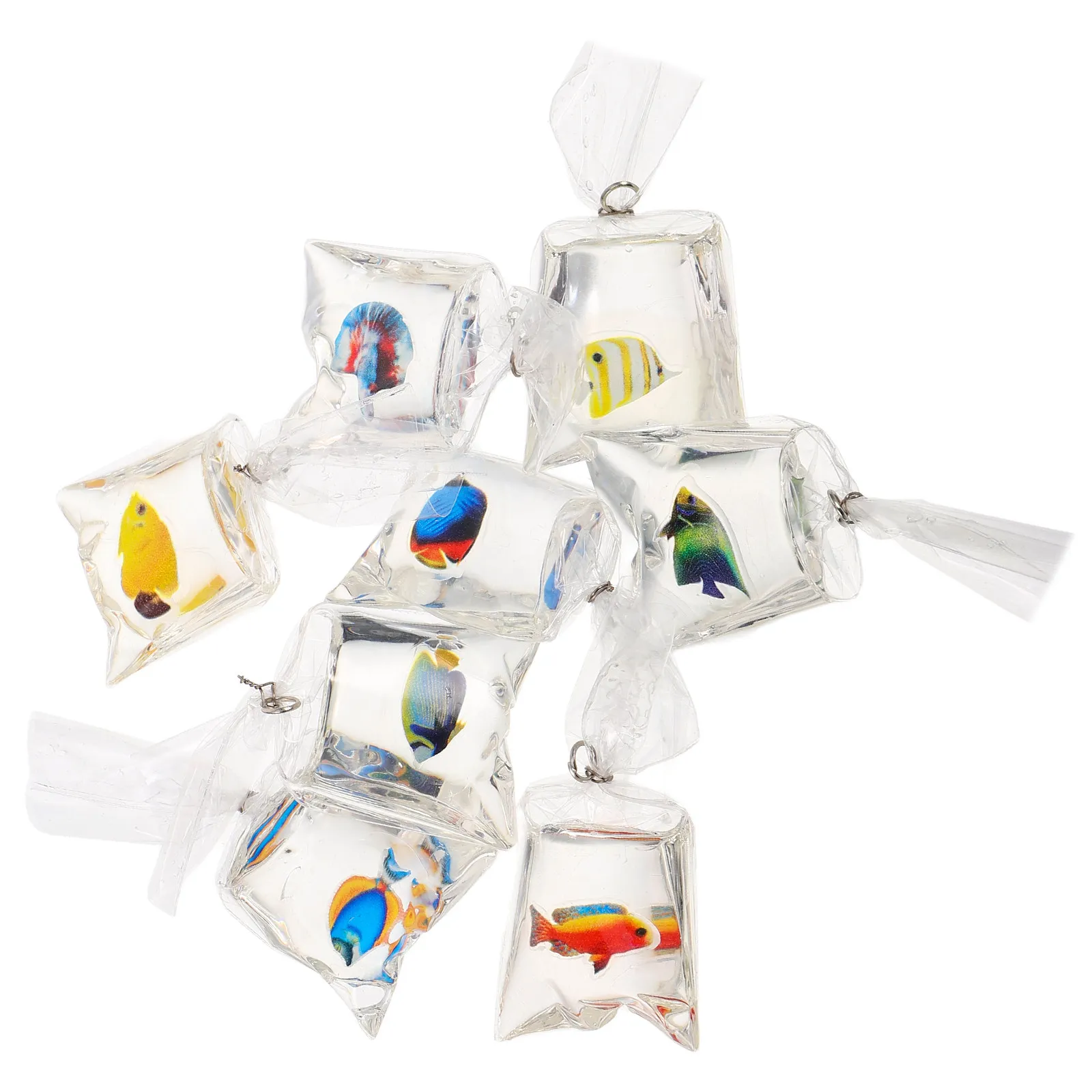 8Pcs Joyful Mixed Color Resin Fish Charms Transparent Goldfish Pendants for Home Decor Gifting DIY Crafts Fish Bag Charm Water