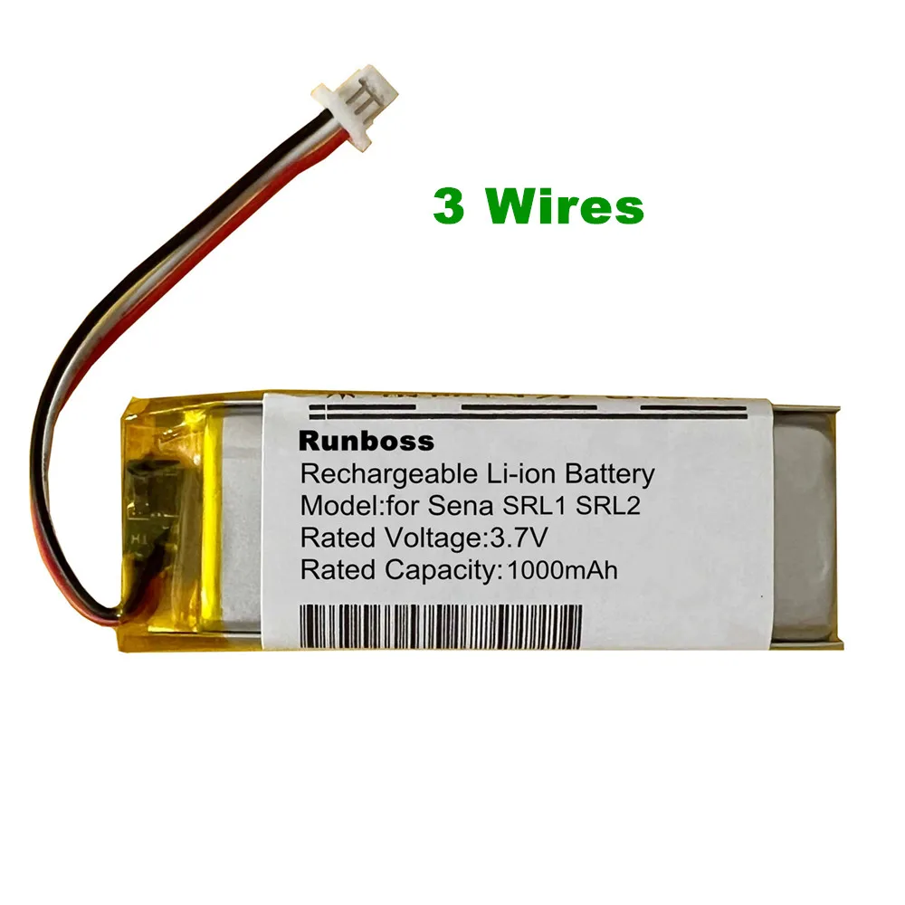 3.7V 1000mAh PTC802050 Li-Polymer Battery For Sena SRL2 Sena SRL-01 (SP51) SHOEI Neotec II GT-Air II PTC80 Bluetooth Headset