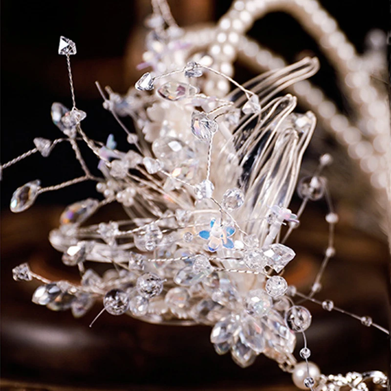 Diadema da sposa cerchio per capelli in cristallo di perle fascia per capelli da sposa accessori per capelli da donna copricapo di lusso fascia per capelli moda copricapo gioielli