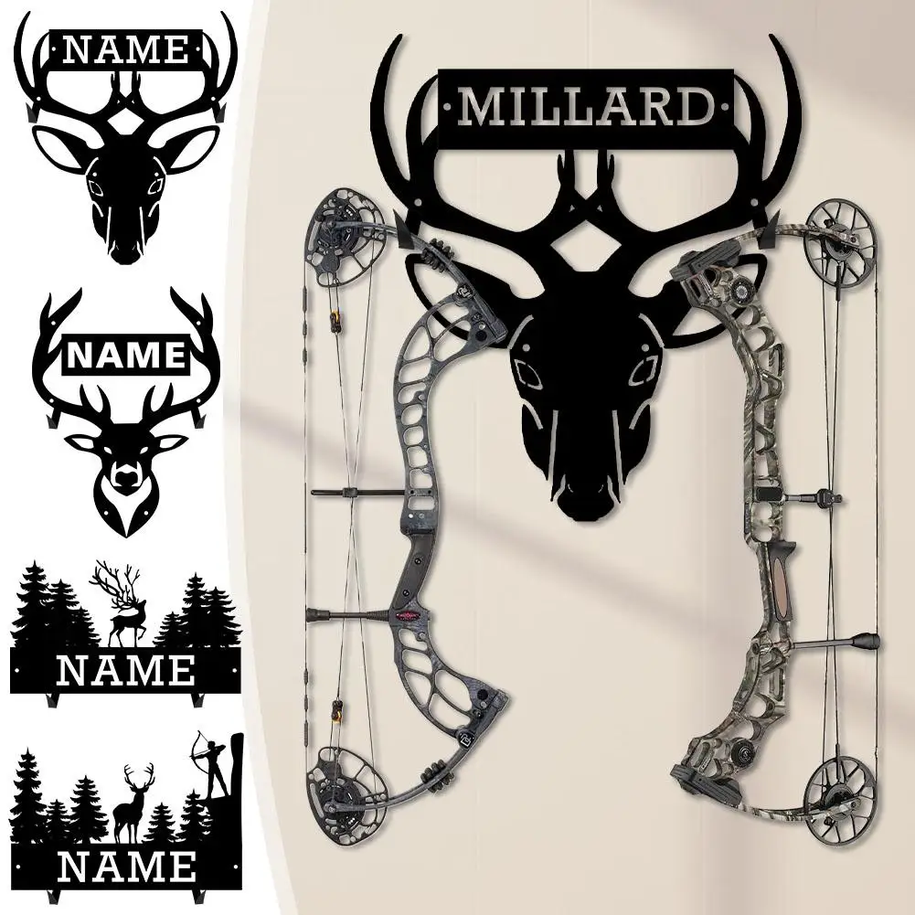 Personalized Metal Deer Hook Holder Metal Sign Custom Elk Wall Birthday Animal Antler Name Gift Forest Deer Decor Hanging Y4C7