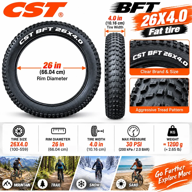 CST BFT 20 Zoll Fat Tire Schnee- und Strandfahrradreifen 20x4.0 Elektro-Snowmobile MTB Fahrrad Anti-Rutsch Fat Tire / Schlauch – Detail 17