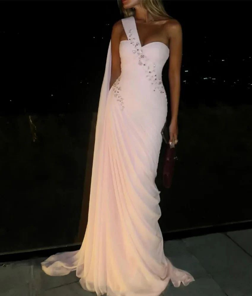 

Customized Temperament Chiffon Straight Crystal Beading Evening Dress High Quality Sweetheart Sleeveless Special Occasion Gowns