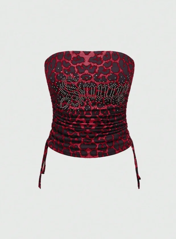 Amerikanischer Sommer Leopardenmuster Patchwork Spicy Girl Mode Y2K Einteiliger Trägerloser Tanktop-Hosenanzug für Damen – Detail 9