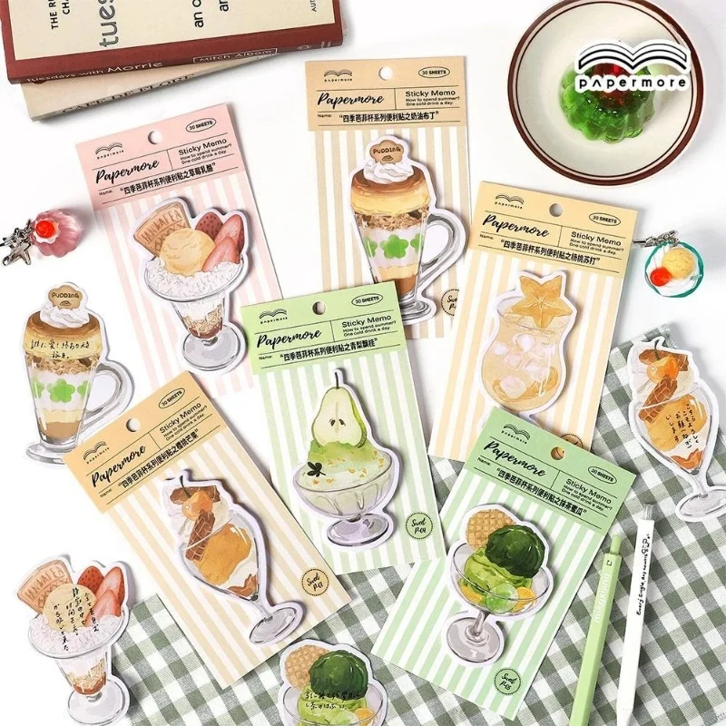 Memo Pad Office School Supplies Parfait Cup Series Special Shaped Style Student Notes Message Gift Kawaii Stationery Lovely