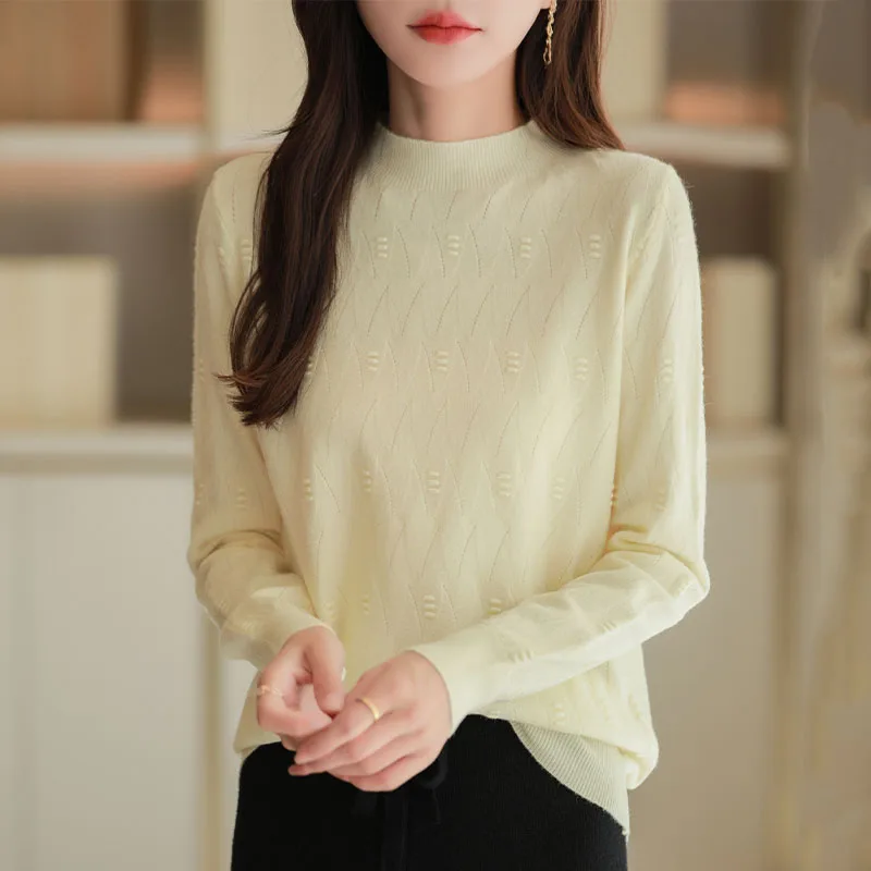 

Fall/Winter Semi-Turtleneck Sweater Women's Wool Pullover Sweater Joker Knit Bottoming Long Sleeve