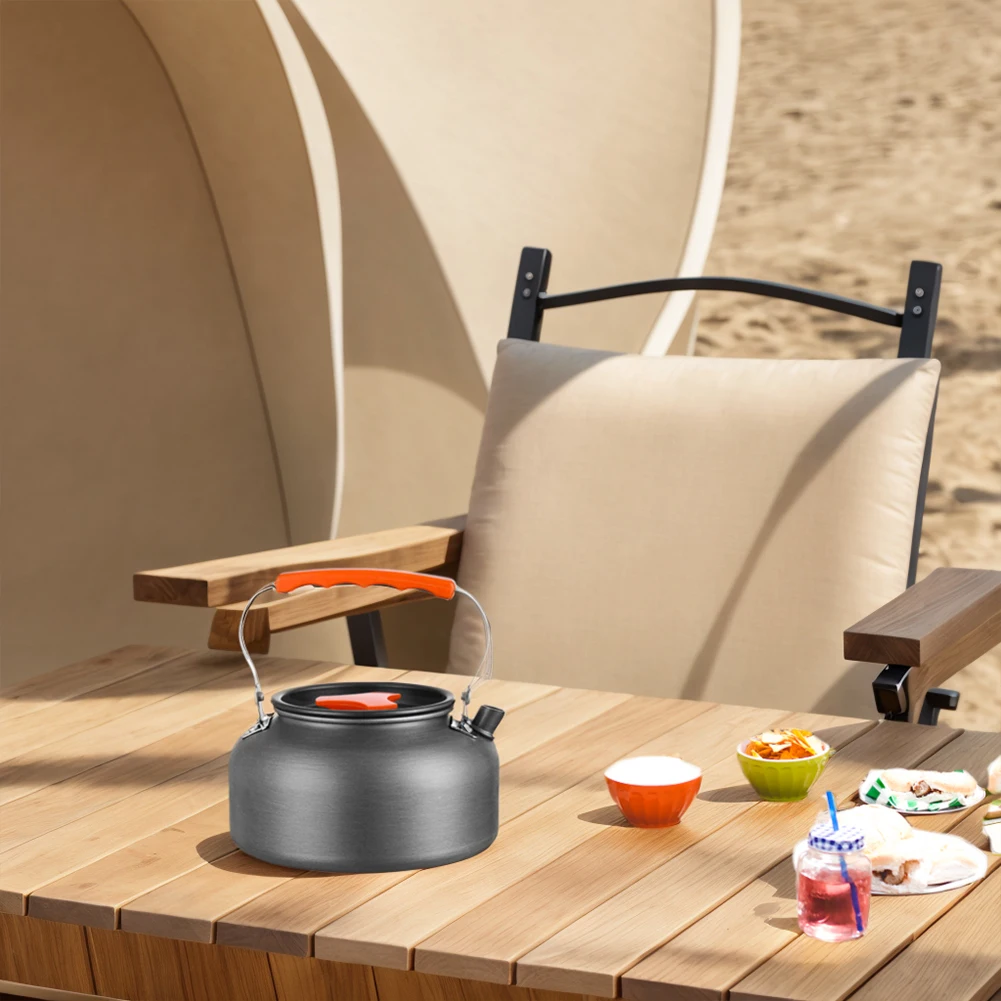 0.8/1.6L غلاية التخييم المحمولة التخييم إبريق الشاي سبائك الألومنيوم غلاية مياه مكافحة تحرق مقبض متعددة الوظائف للمشي نزهة #3