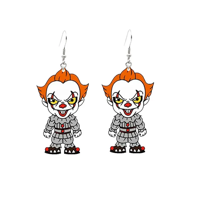 Scream Killer Halloween Earrings Arcylic Ghost Horror Movie Chucky Dangle Earrings Charm For Pendant Kids Adults