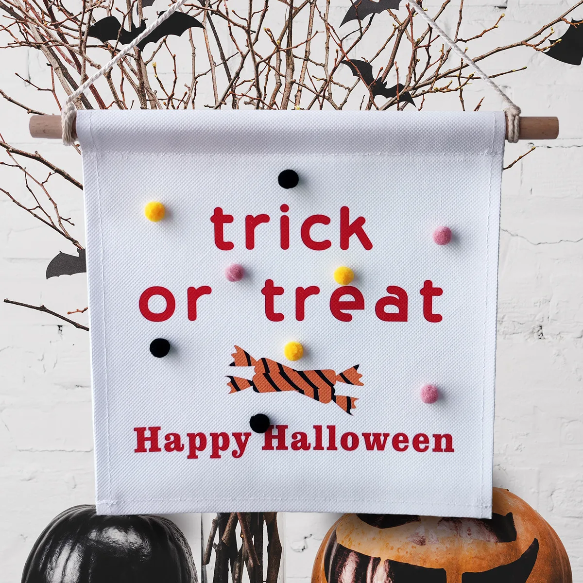 Halloween Tapestry Wall Hanging Trick-or-Treat Alphabet Decorative Wall Decor Wall Decoration Wall Art Mural