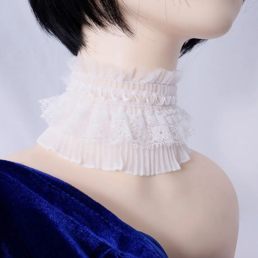 

Новый искусственный воротник с рюшами по краям, съемный черный, белый цвет, воротник с высоким воротником, накладной воротник для женщин и девочек